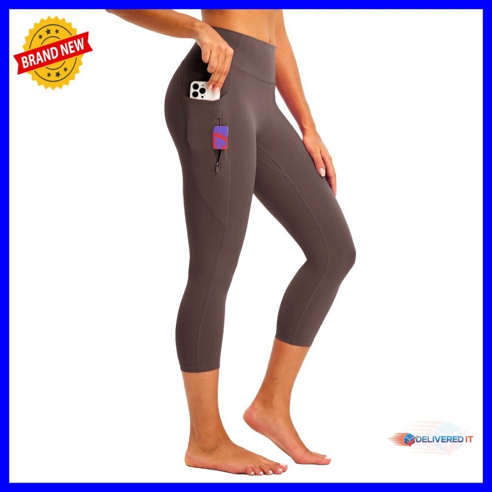 Women's Capri Leggings with 3 Pockets Tummy Control 21" Inseam Workout Yoga
